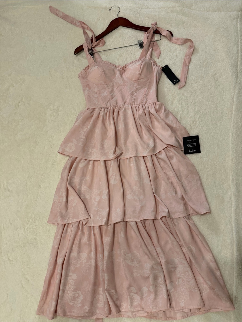 Lulu's Pink Tiered Midi Dress